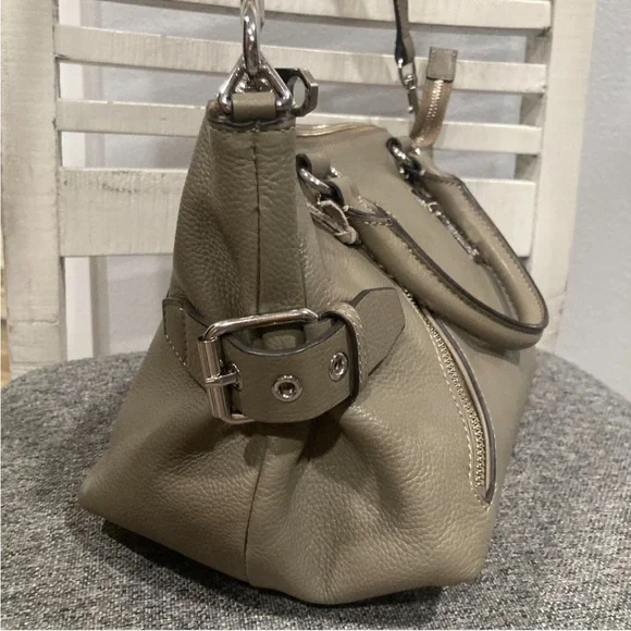 Rebecca Minkoff Moto Grey Pebble Leather Zippered Crossbody Bag - Picture 3 of 8